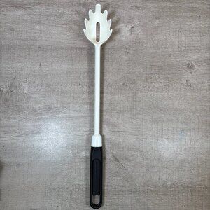 Vintage Pedrini Italy Spaghetti Serving Spoon White Plastic Pasta Fork Utensil